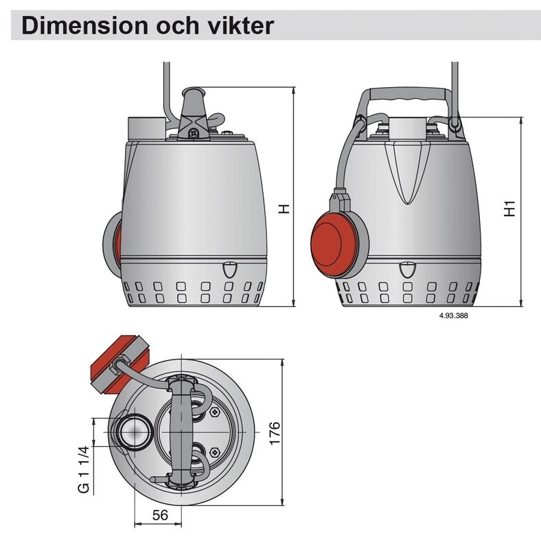 Calpeda länspump dränkbar calpeda anslut.inv 1 1/4" 230 V