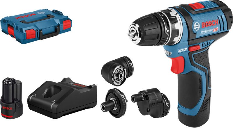 Bosch GSR 12V-15 FC Borr-/skruvdragare 12V inkl. 3st chuckar (2x2,0ah)
