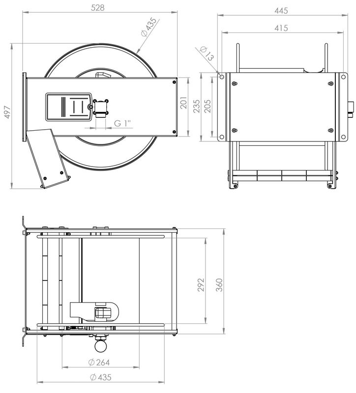 Flexbimec slangvinda tom 20 bar 1" 15 m öppen utan slang 9034