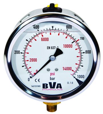 BVA manometer 0-1000 bar 100 mm ner 1/4" neråt