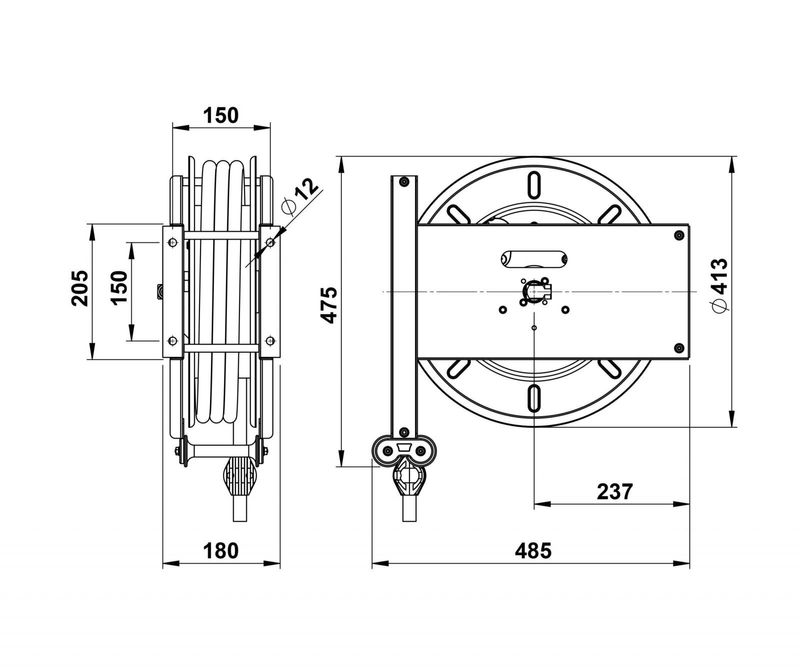 Faicom slangvinda galv 400B 3/8" 15 m öppen galvad