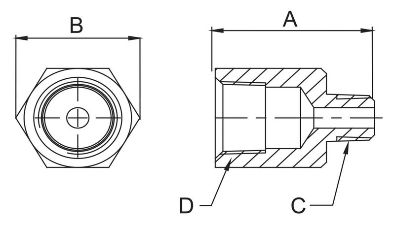 BVA adapter 3/8" npt utv x 1/2"G