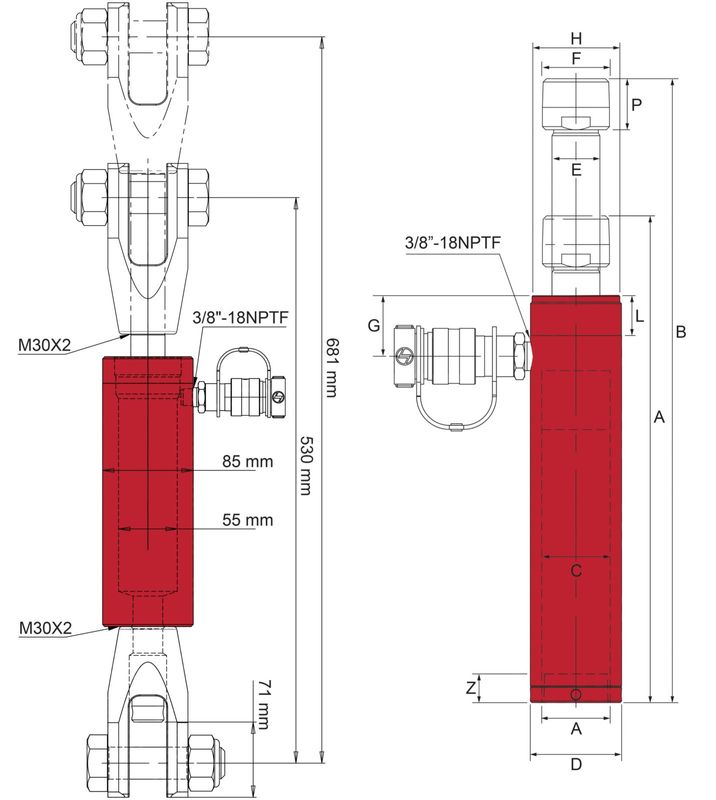 BVA dragcylinder 5 ton slag 141 mm