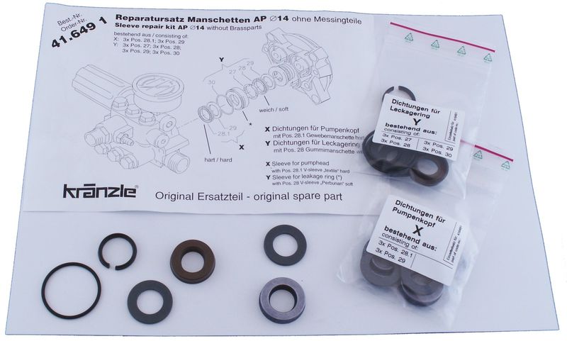 Kränzle manschettsats 14 mm kolv