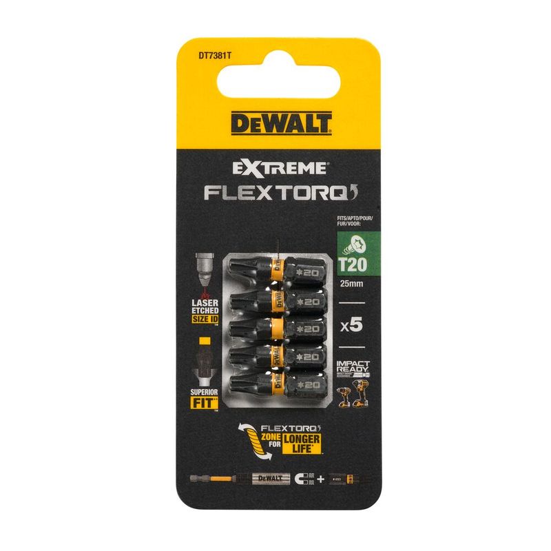 DeWalt DT7381T Torsionbits Extreme FlexTorq T20 25 mm 5-pack