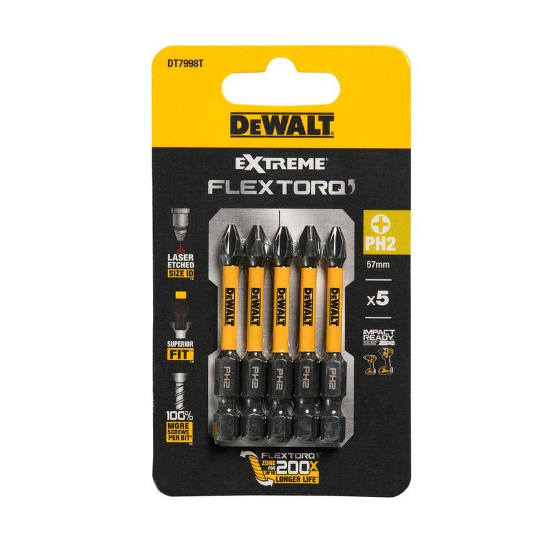 DeWalt Bits PH2/PH3 Impact Torsion 50mm (5-P)
