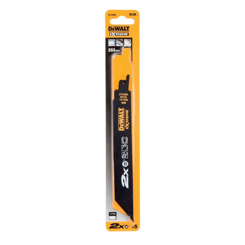 DeWalt DT2408L Tigersågblad Metall 2X Long Life 203 mm 14/18 TPI 5-pack