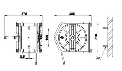 Faicom slangvinda 18 bar 3/8" 20 m 3/8" utv.gänga in & ut