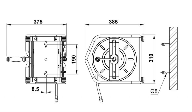 Faicom slangvinda 18 bar 3/8" 20 m 3/8" utv.gänga in & ut