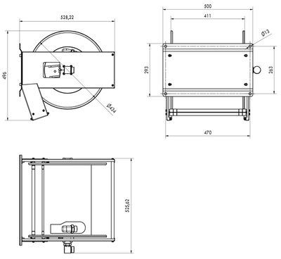 Flexbimec slangvinda tom RF 20 bar 1" 25 m öppen rostfri 9536