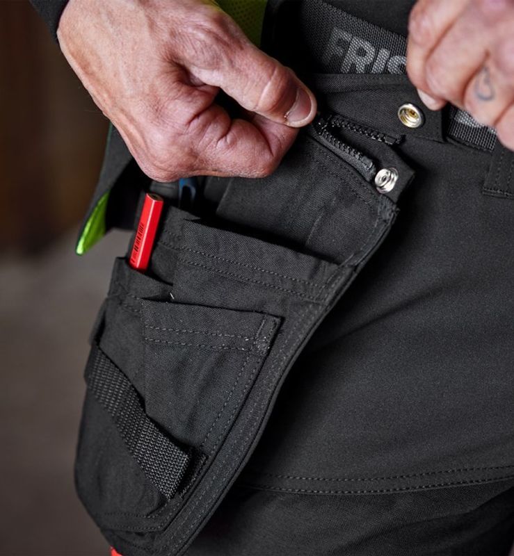 Fristads Hantverkarbyxa stretch 2830 GSTT Svart spikficka detalj