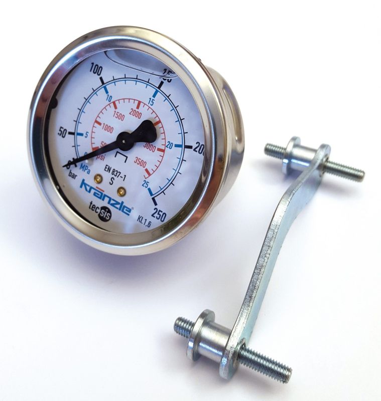 Kränzle manometer 1/4" 250 bar 63 mm bak glycerin panelmontage