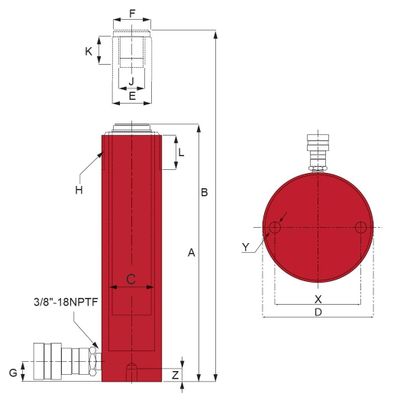 BVA enkelverkande cylinder 10 ton slaglängd 151 mm 700 bar