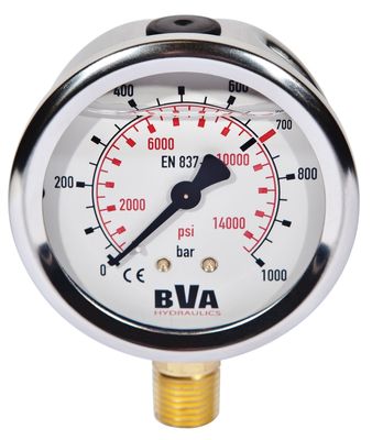 BVA manometer 63 mm RD 0-1000 bar mässing