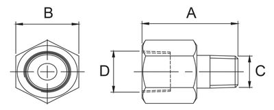 BVA adapter 1/4"NPT utv 3/8"NPT in