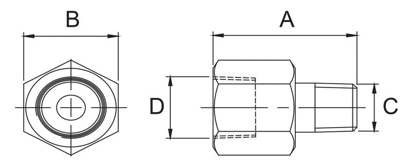 BVA adapter 1/4"NPT utv 3/8"NPT in
