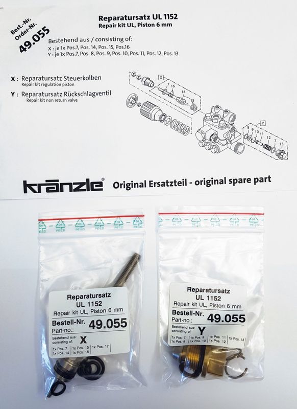 Kränzle repsats överströmningsventil UL K1152 x-line