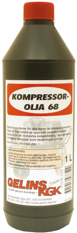 Gelins-KGK kompressorolja 68 1 l för kolvkompressorer
