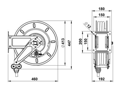 Faicom slangvinda 60 bar 1/2" 10 m öppen LUFT,VATTEN,OLJA,9150