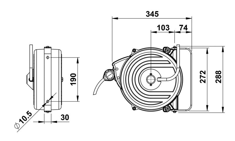 Faicom slangvinda luft 20 bar 5/16"12M kapslad