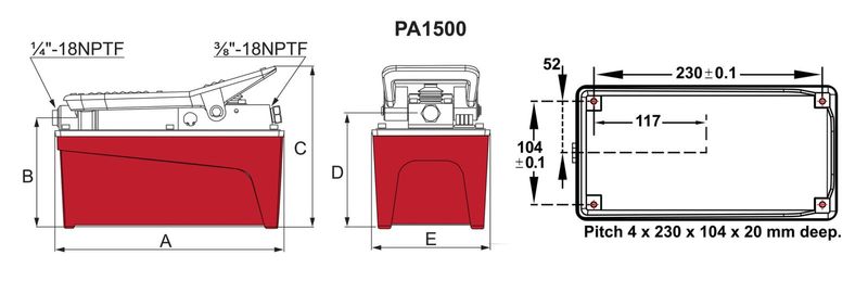 BVA hydraulpump luftdriv. 1500 cm³ enkelverkande