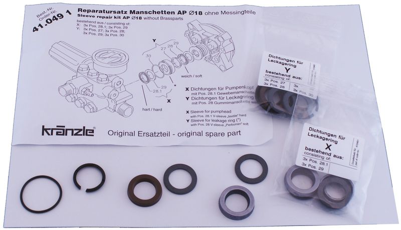 Kränzle manschettsats AP18 mm kolv