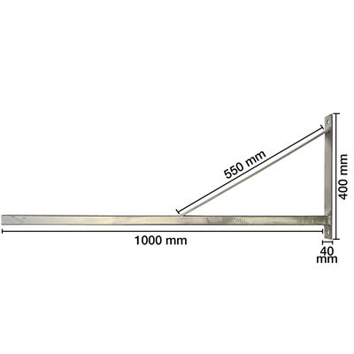Gelins-KGK konsol med sträva L=1000 mm fästplatta 400x40 mm. hål 13 mm