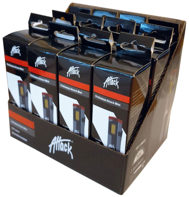 Gelins-KGK ficklampa Attack mini uppladdningsbar 12ST/DISPLAY