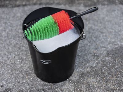 Vikan fälgborste stor plastbelagd röd/grön POLYESTER105x425 mm