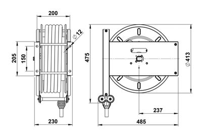 Faicom slangvinda galv 400B 3/8" 20 m öppen galvad