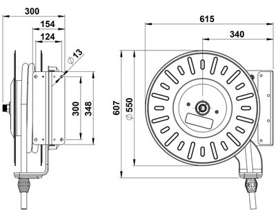 Faicom slangvinda 400 bar 3/8" 30 m öppen HT med slang