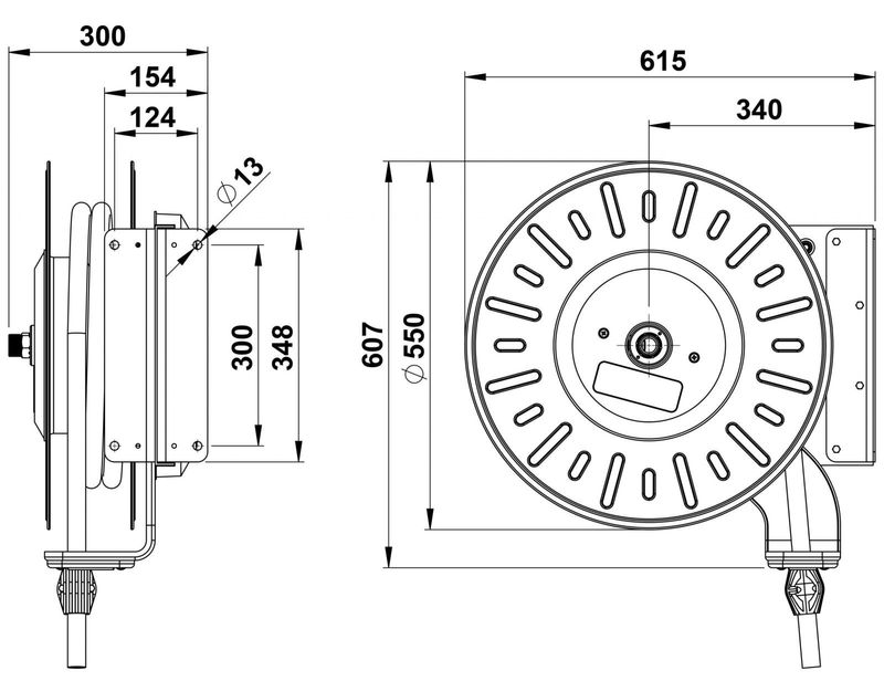 Faicom slangvinda 400 bar 3/8" 30 m öppen HT med slang