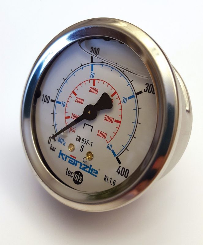 Kränzle manometer 1/4" 400 bar 63 mm bak glycerin