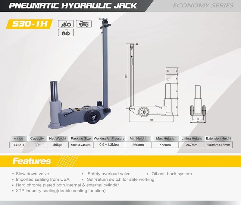 SNIT domkraft lufthydraulisk S30-1H 30 ton 360-627 mm