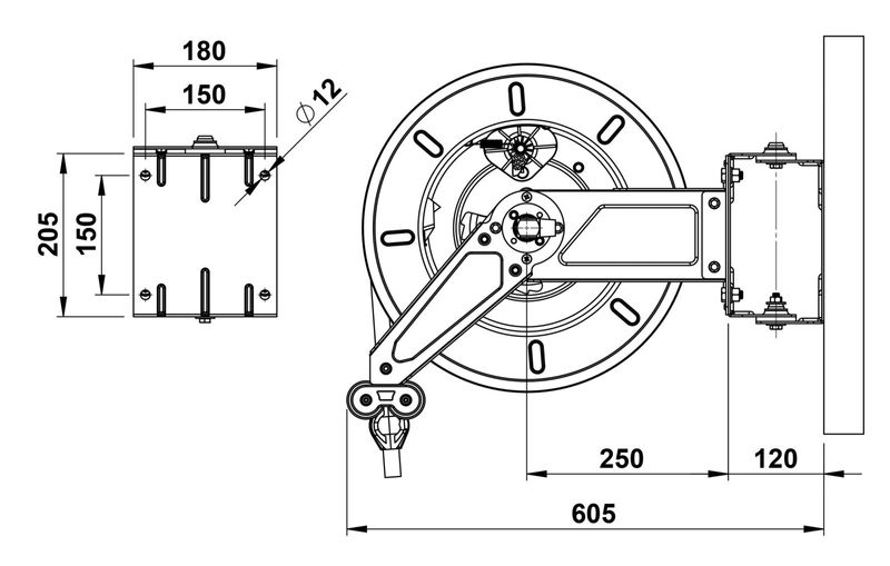Faicom slangvinda tom 60 bar 3/8" 15 m öppen utan slang max 15 m 3/8"