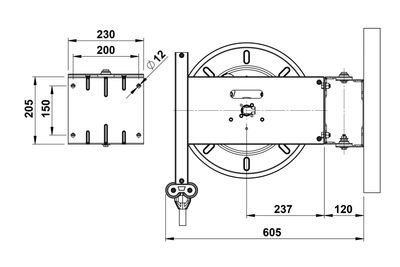 Faicom slangvinda galv 400B 3/8" 20 m öppen galvad