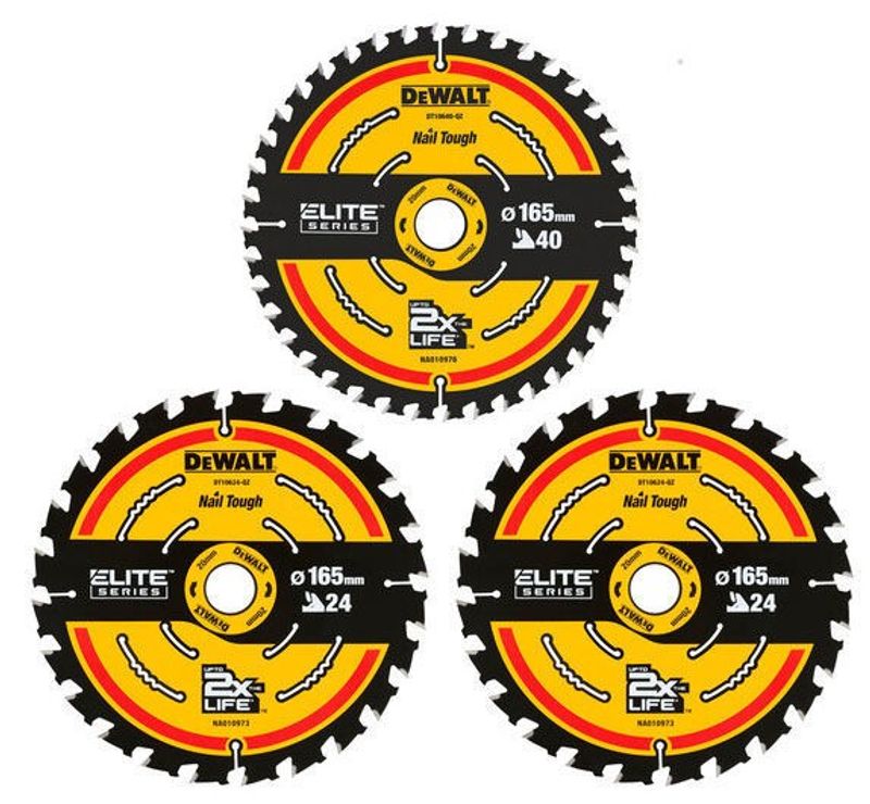 DeWalt DT10397 Sågklingssats 165x20mm 2x24T 1x40T