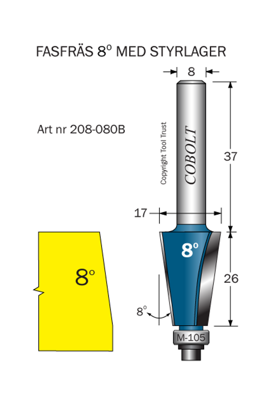 Cobolt Fasfräs m lager 8 grad F=25
