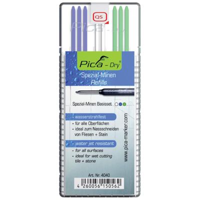 Pica Dry 4040 Vattenfasta Reservstift (8st stift Grön, Blå, Vit)