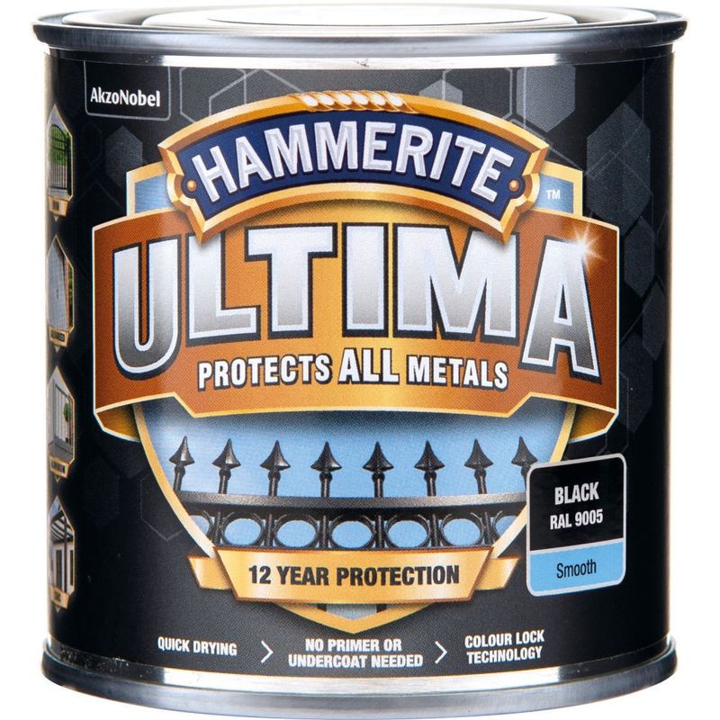 Hammerite Slätlack Ultima Svart 250ML