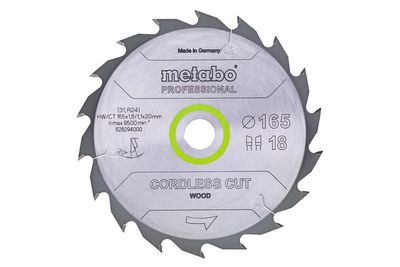 Metabo sågblad ”Cordless cut wood – professional” 165 x 20 Z36 WZ 15°
