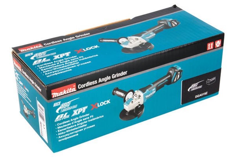 Makita DGA519Z Vinkelslip 18V X-LOCK (Utan batterier)