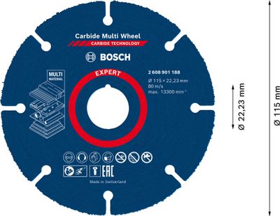 Bosch Expert Carbide Multi Wheel kapskiva 115mm 22,23mm för hårda träslag