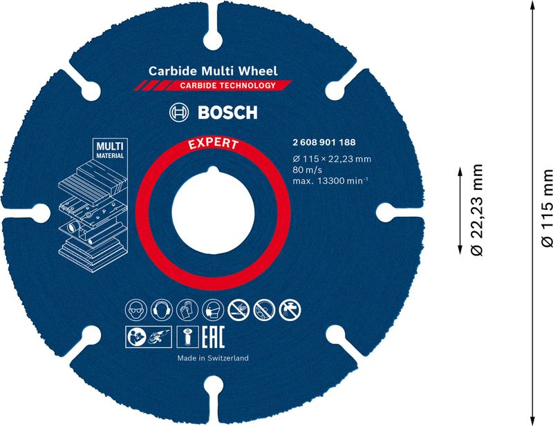 Bosch Expert Carbide Multi Wheel kapskiva 115mm 22,23mm för hårda träslag