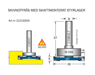 Cobolt Skivnotfräs L=5 / F=4, D=36 S=8