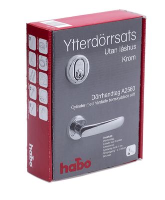 Habo Ytterdörrsats Utan Låshus Krom