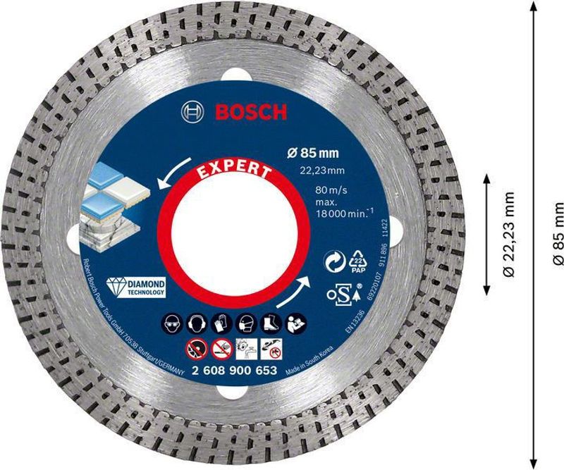 Bosch Expert HardCeramic diamantkapskiva 85 x 22.23 x 1,6 x 7 mm