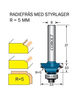 Cobolt Avrundningsfräs R=5 D=23 L=10