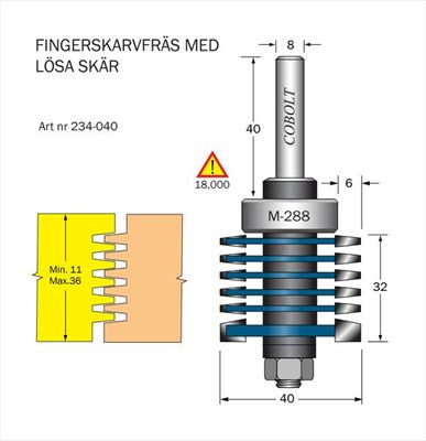 Cobolt Fingerskarvfräs D=40 L=32