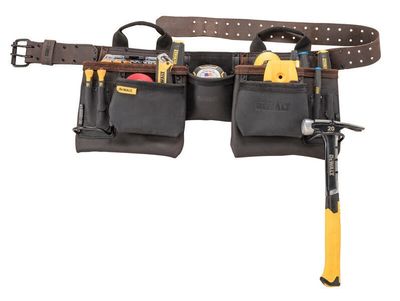 DeWalt DWST50112-1 Läderverktygsbälte med 2 fickor, 12 fack
